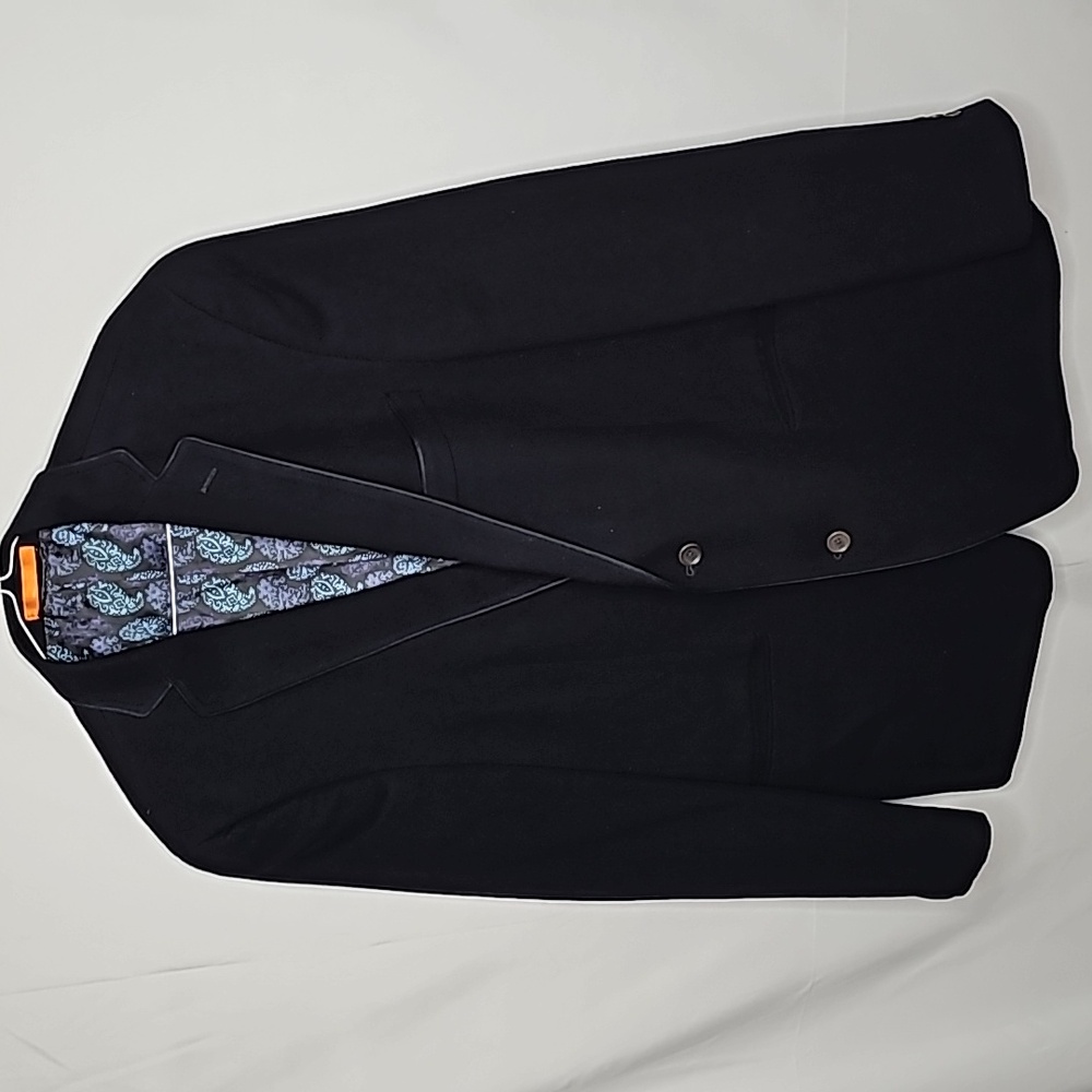 TALLIA mens wool black winter collared business jacket sz 44 L Long